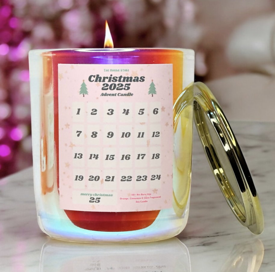 Advent Candle - Spiced Orange Fragranced Coutdown to Christmas Vegan Soy Wax Candle & Pen