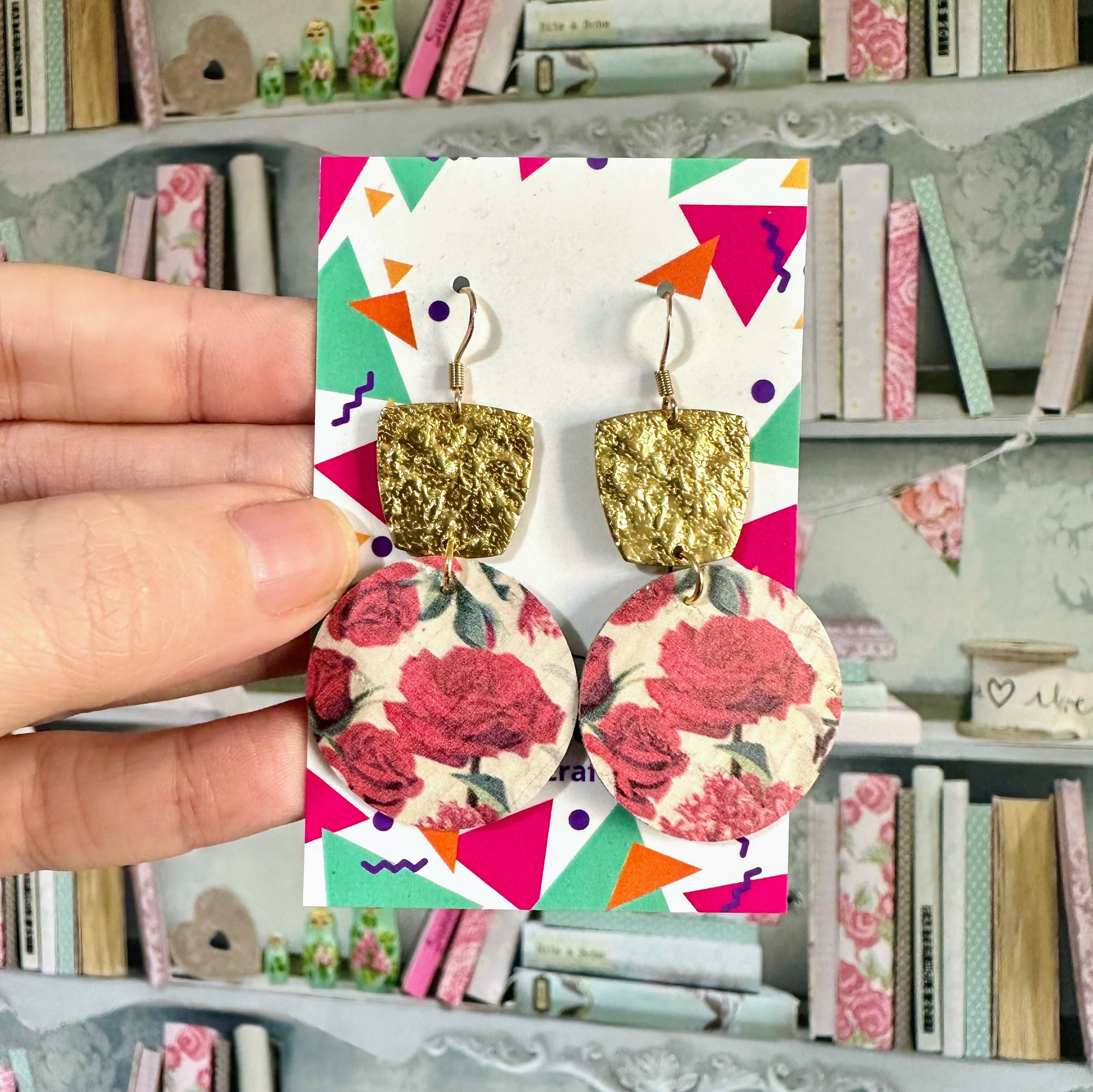 Tiered Printed Cork Round Earrings