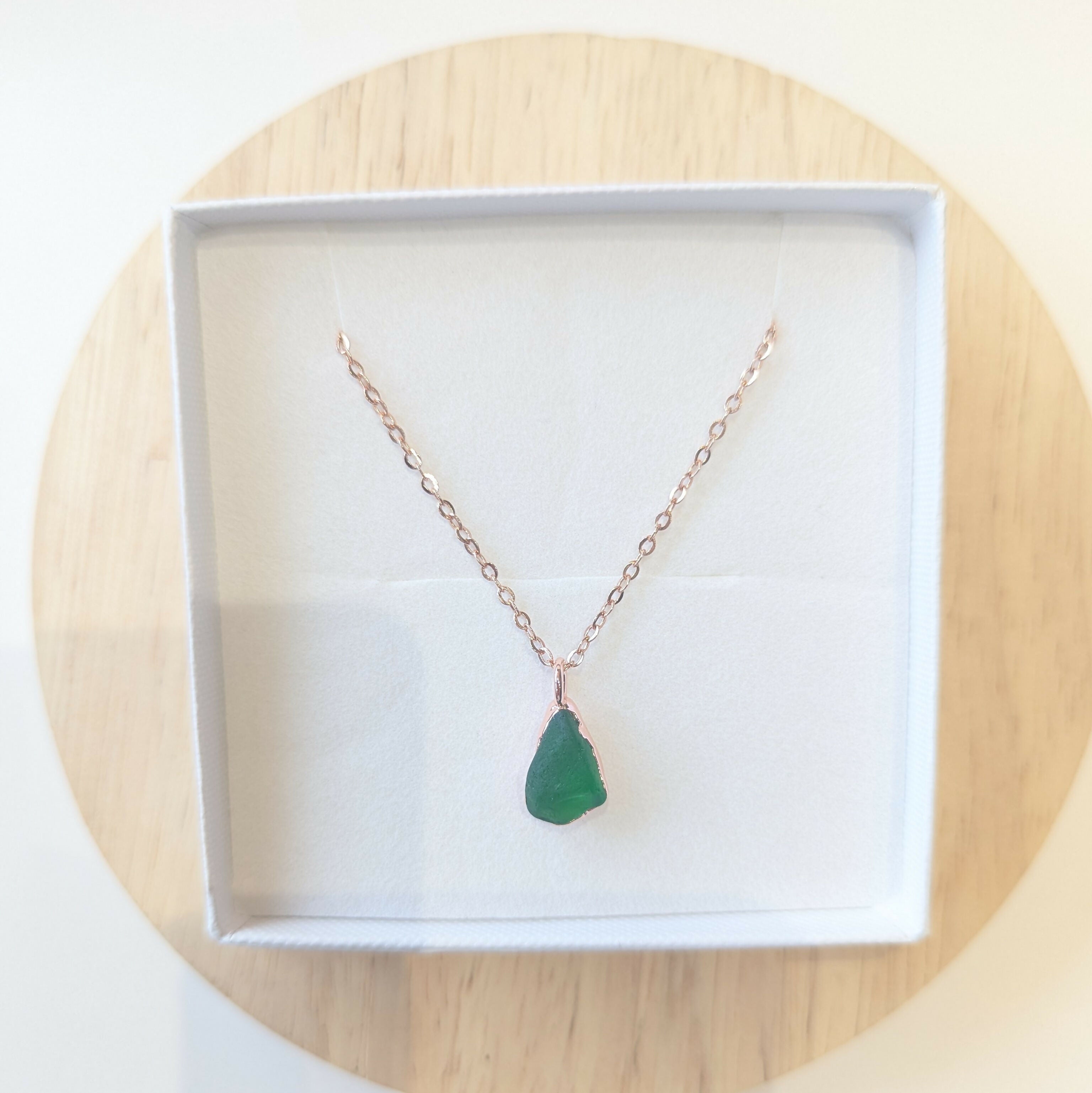 Green Seaglass Drop Necklace