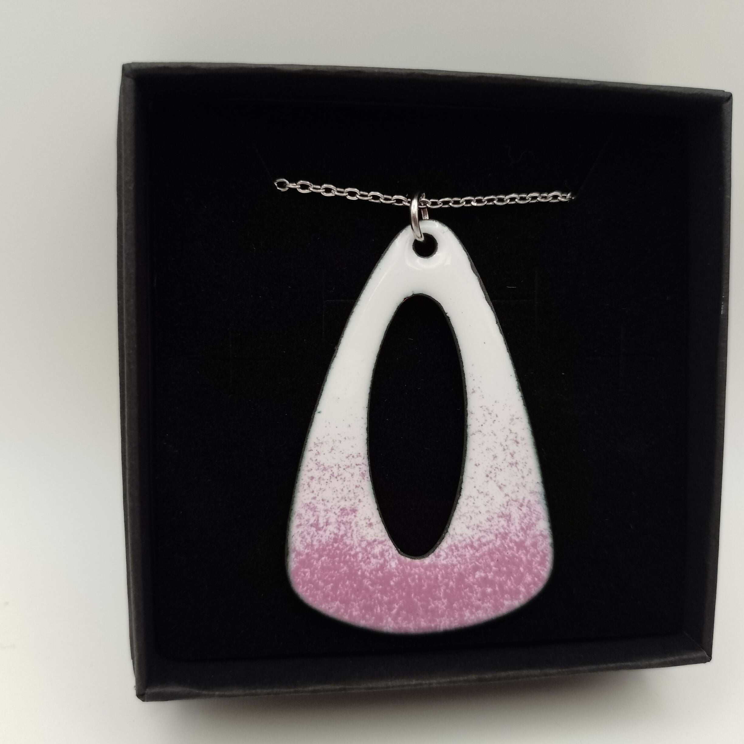White and Pale Purple Enamel Pendant