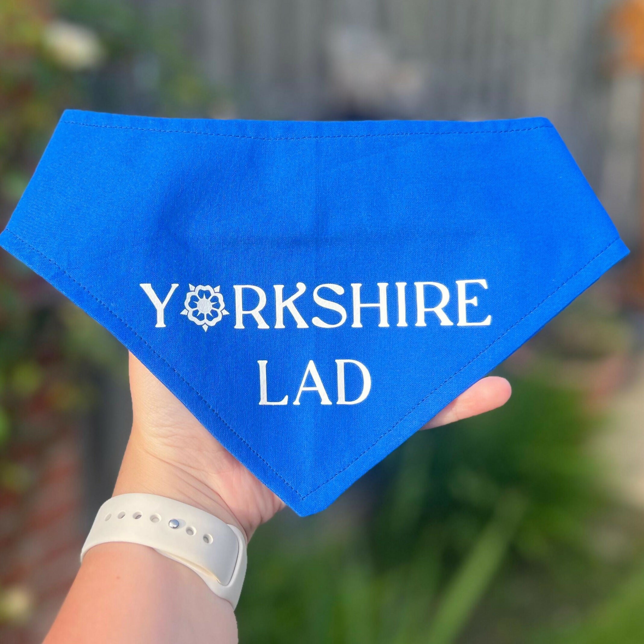 Yorkshire Lad Blue Snap on/Slip on Dog Bandana
