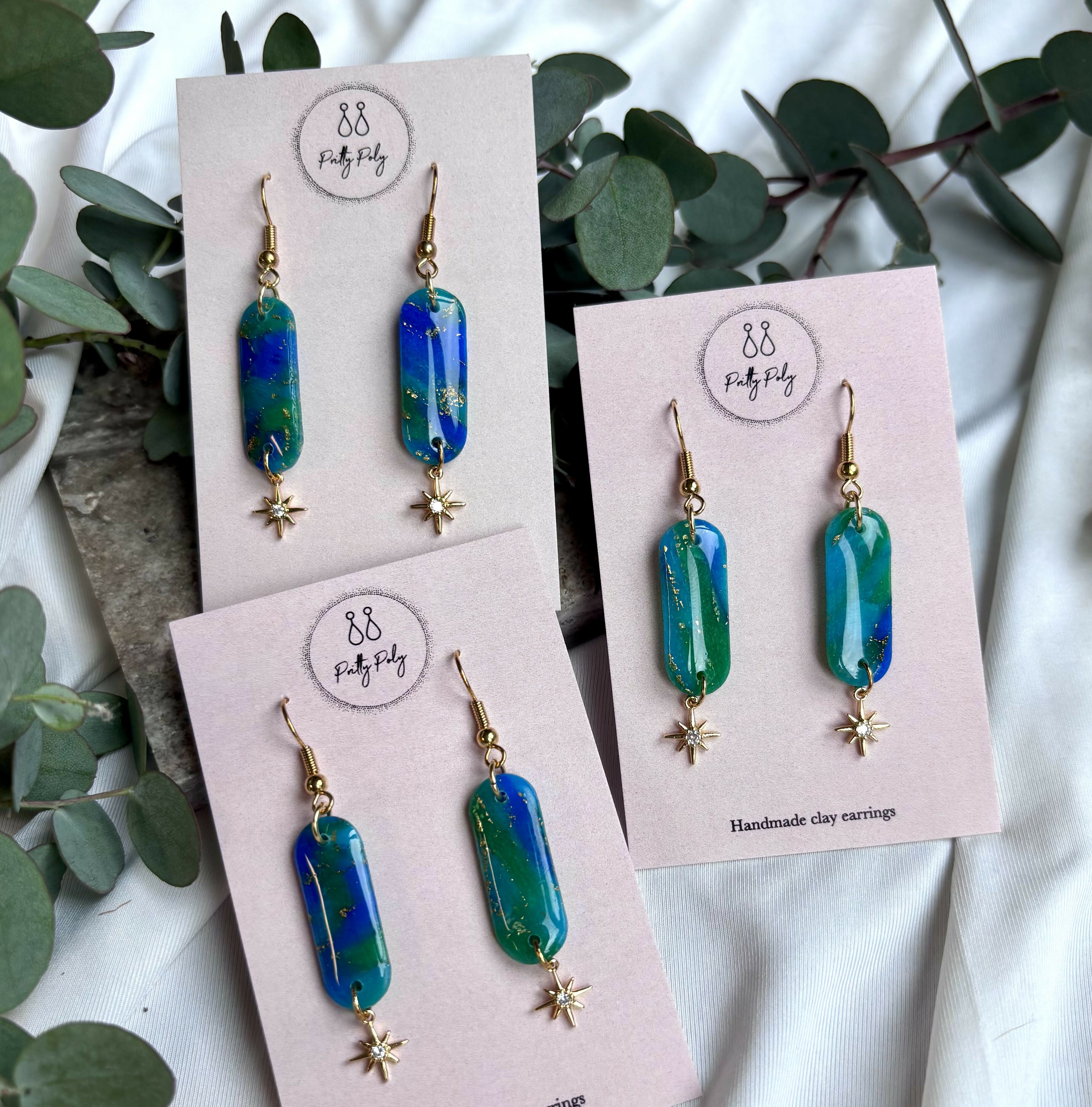 Ocean Dream Collection - Long Star Polymer Clay Earrings