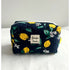 Navy Lemon Quilted Waterproof Makeup/Toiletry Bag
