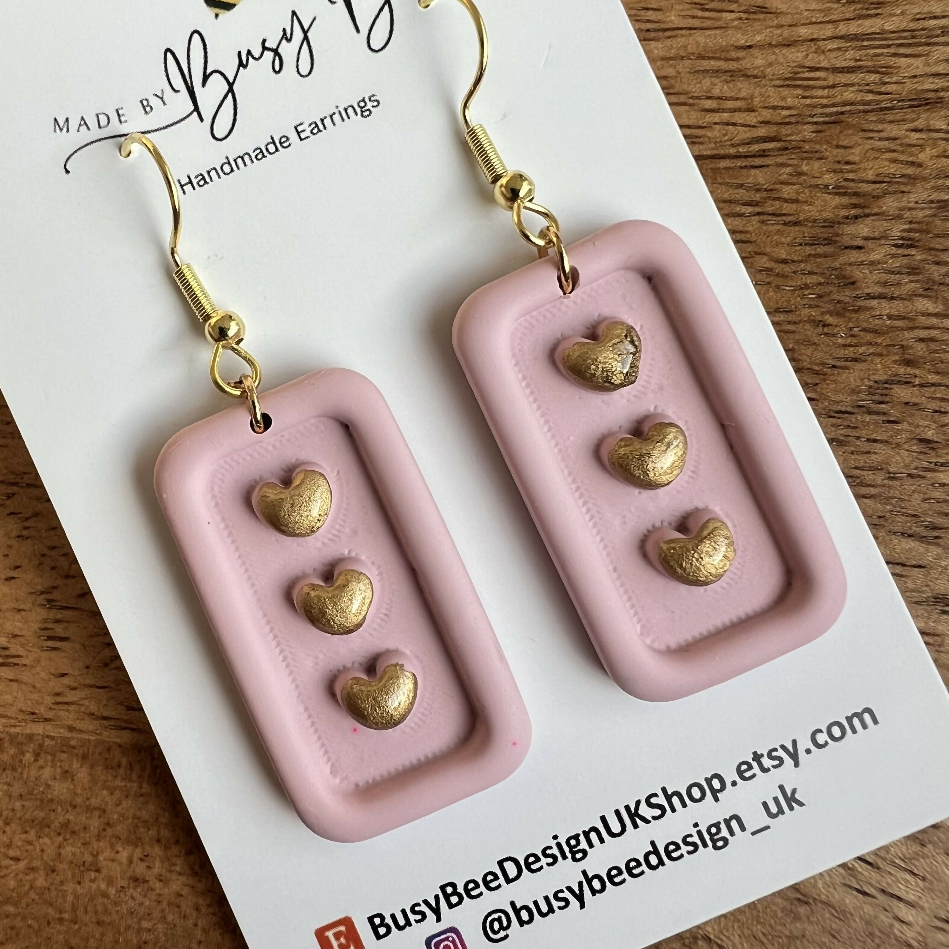 Valentines Day Dangle Earrings / Handmade Polymer Clay Jewellery