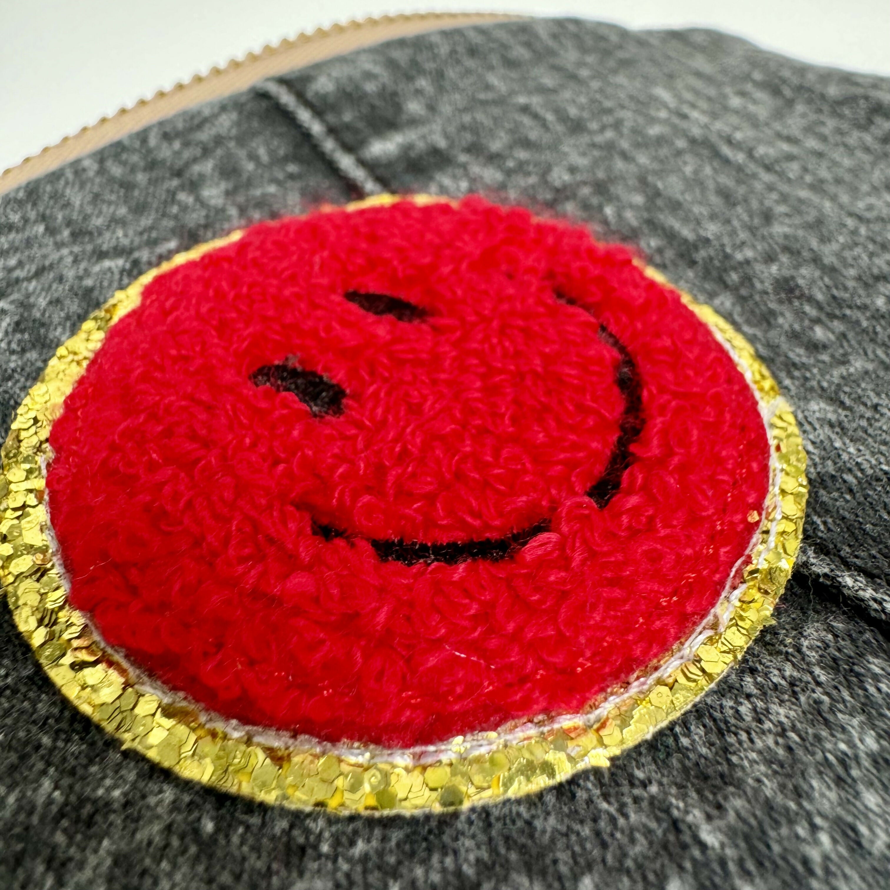 Smiley 3D Face Upcycled Purse - Red