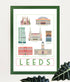 Leeds Landmarks Travel Poster