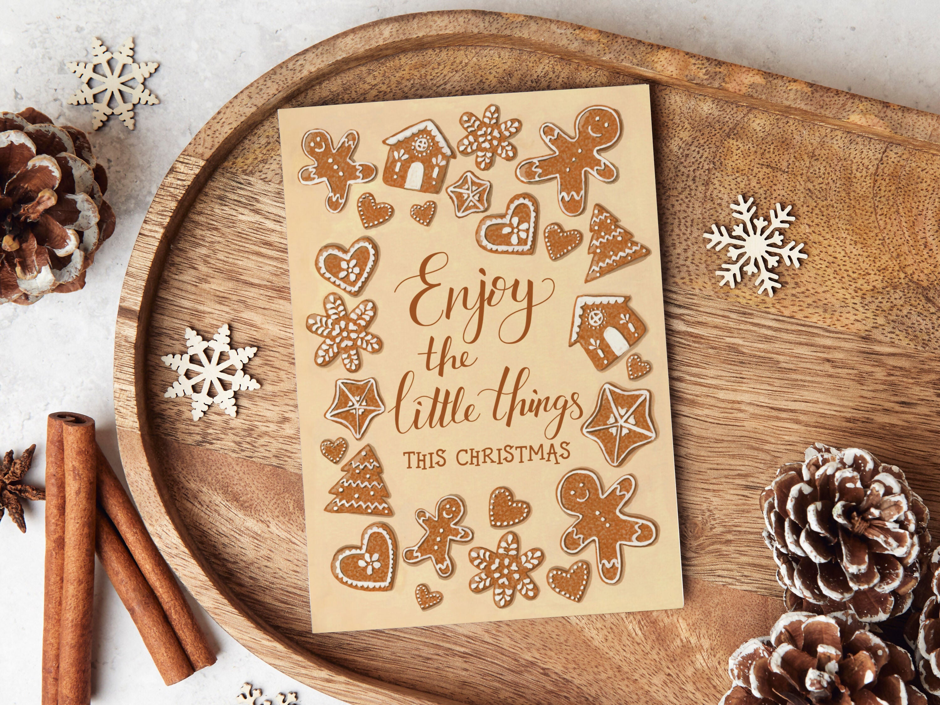 Gingerbread Pastel Christmas Card A6