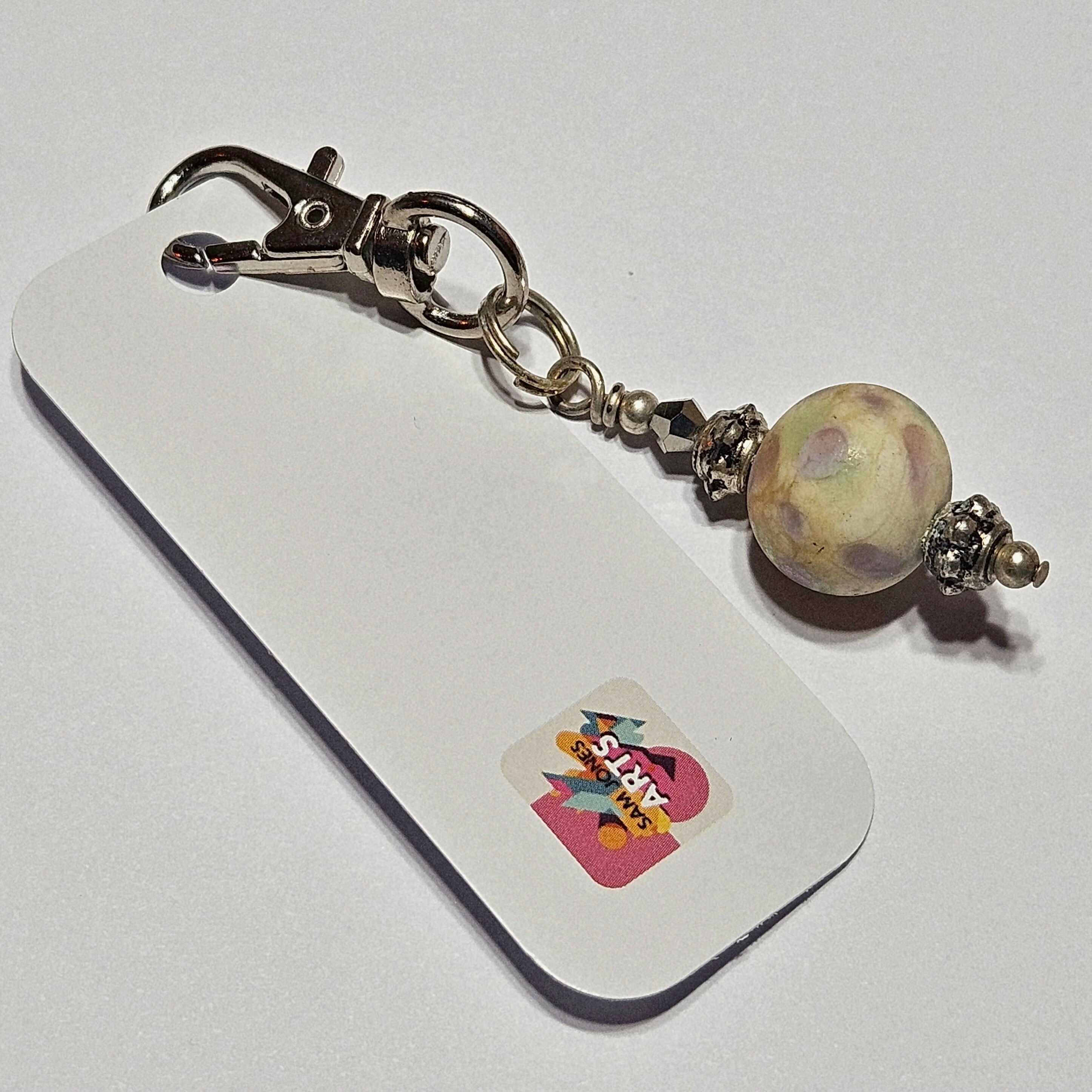 DECORATIVE GLASS BAG CHARM/KEYRING