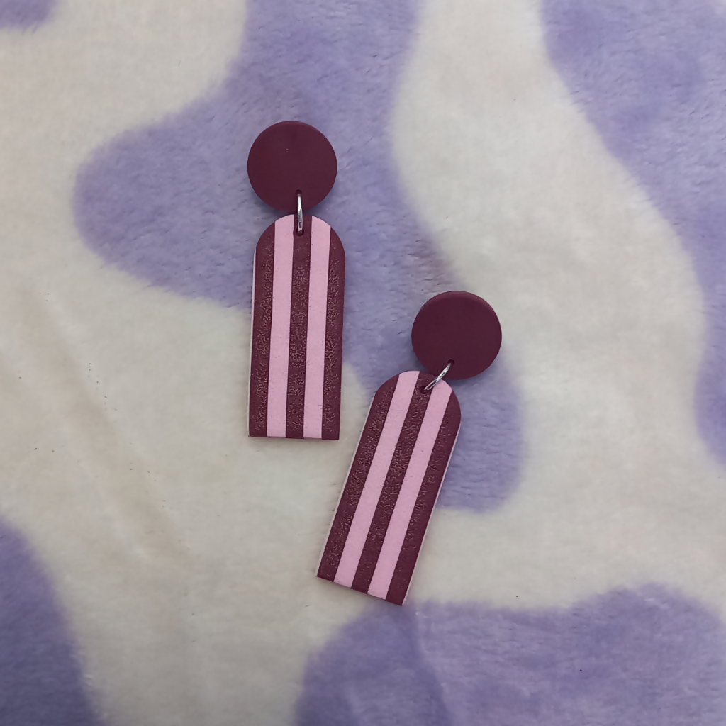 Polymer Clay Stripe Arch Earrings