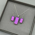 Magenta Dichroic Glass Necklace and Earrings Set - Sterling Silver, Handmade by Jade Tapson Glass.