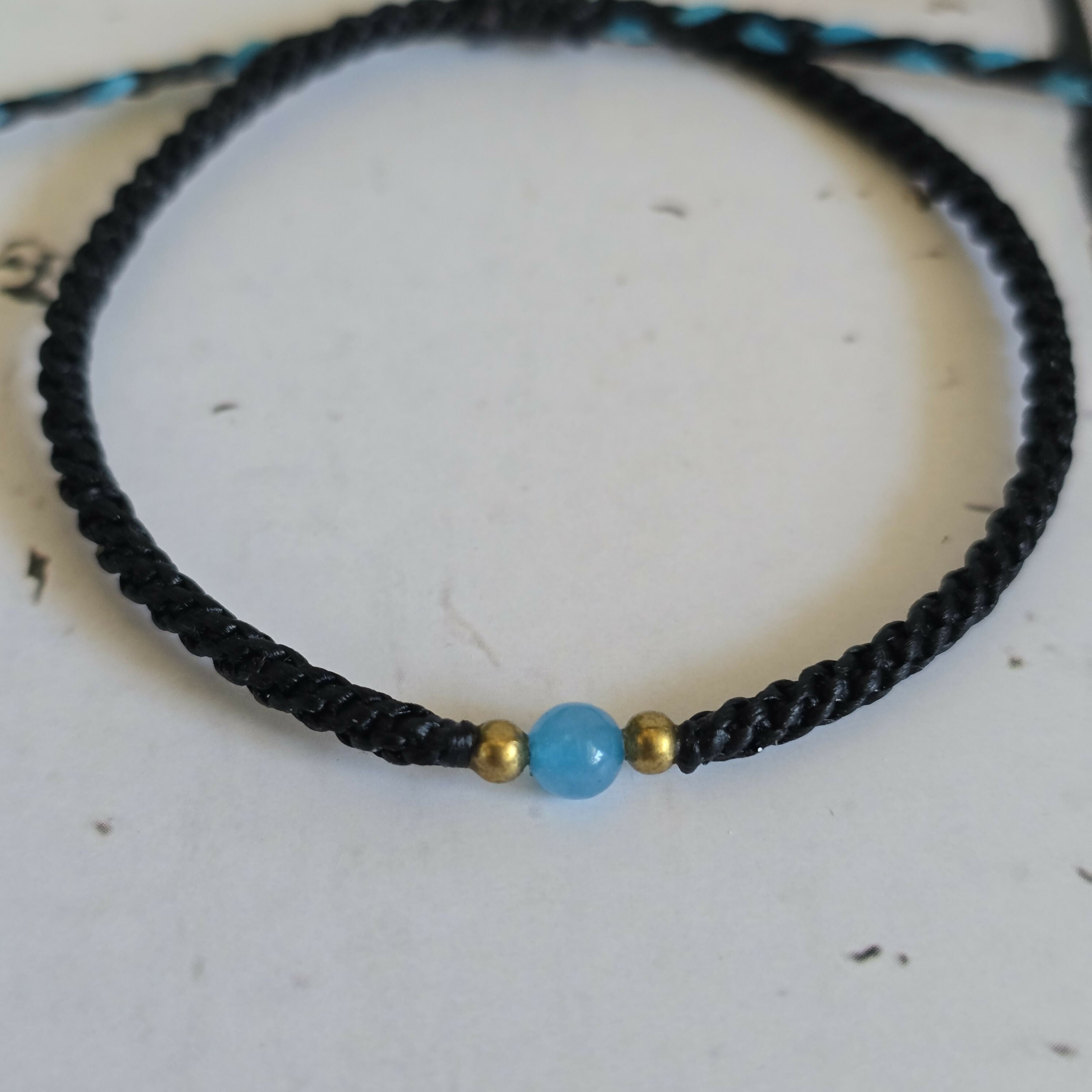 Aquamarine Birthstone Bracelet; Single Crystal Macrame Adjustible March Gift Bracelet