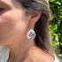 Opal Shimmer Teardrop Hoop Earrings with Floral Detail in Blush Pink