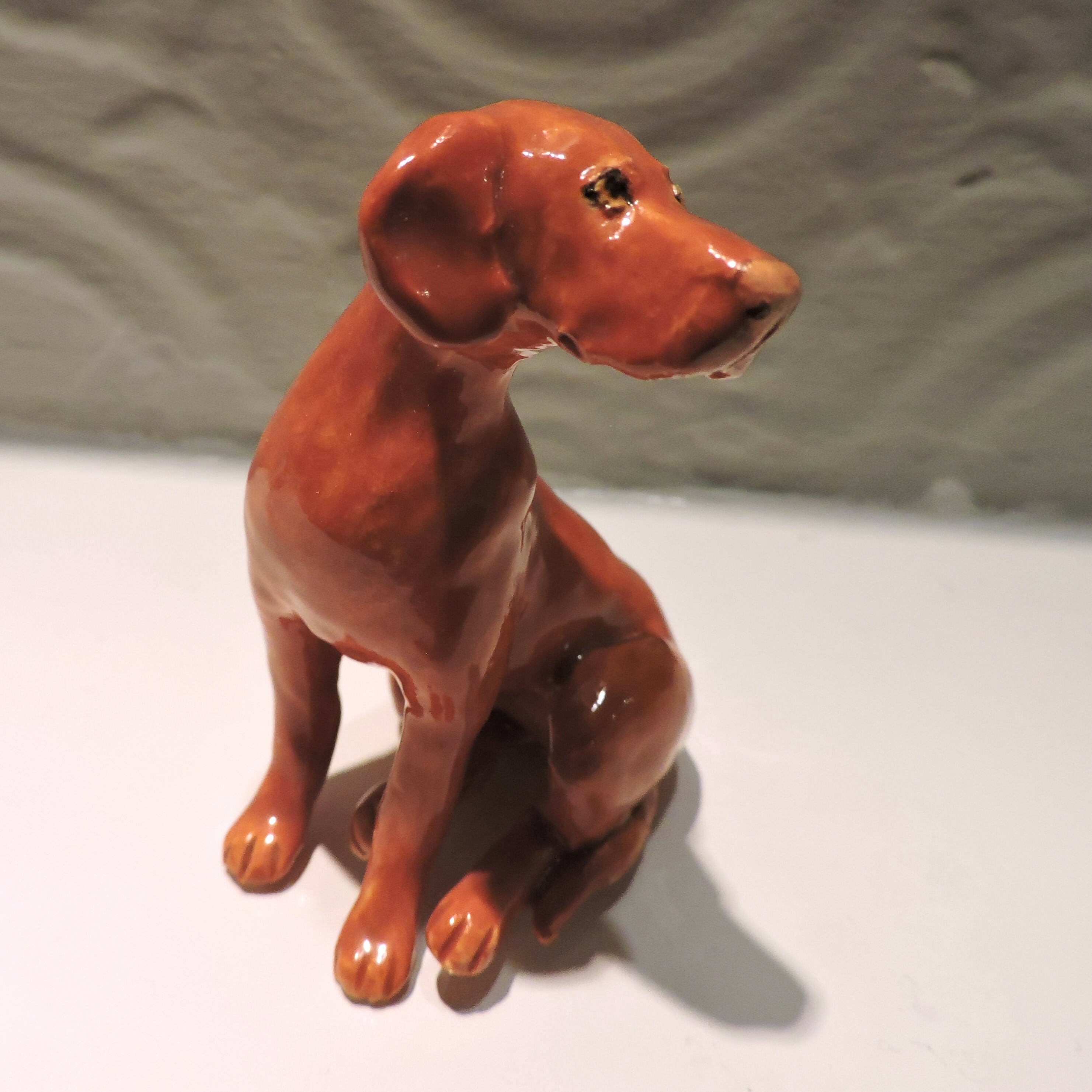 Ceramic Hungarian Viszla Dog Sculpture