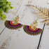 Rainbow Macrame Earrings; Statement Colourful Gold Wire Spiral Exotic Thai Boho Earrings