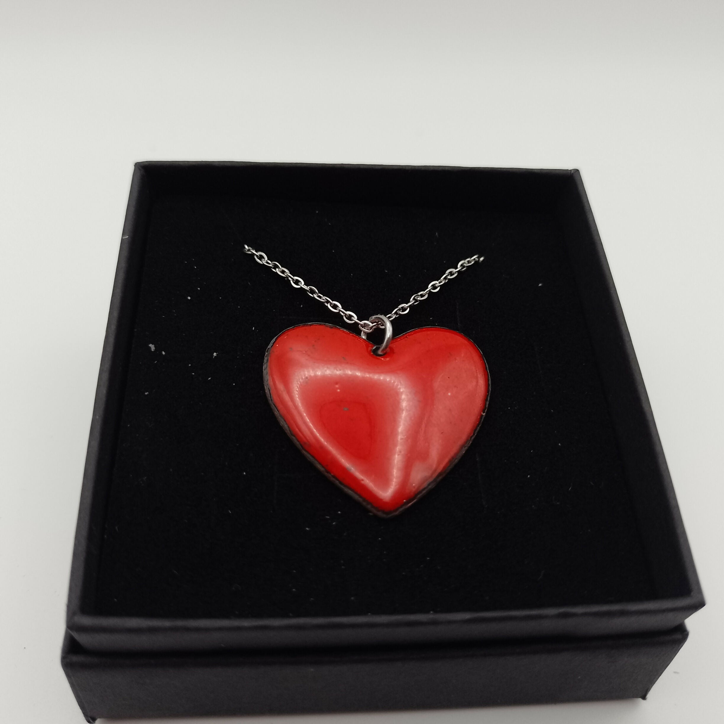 Scarlet Red Enamel Heart Pendant