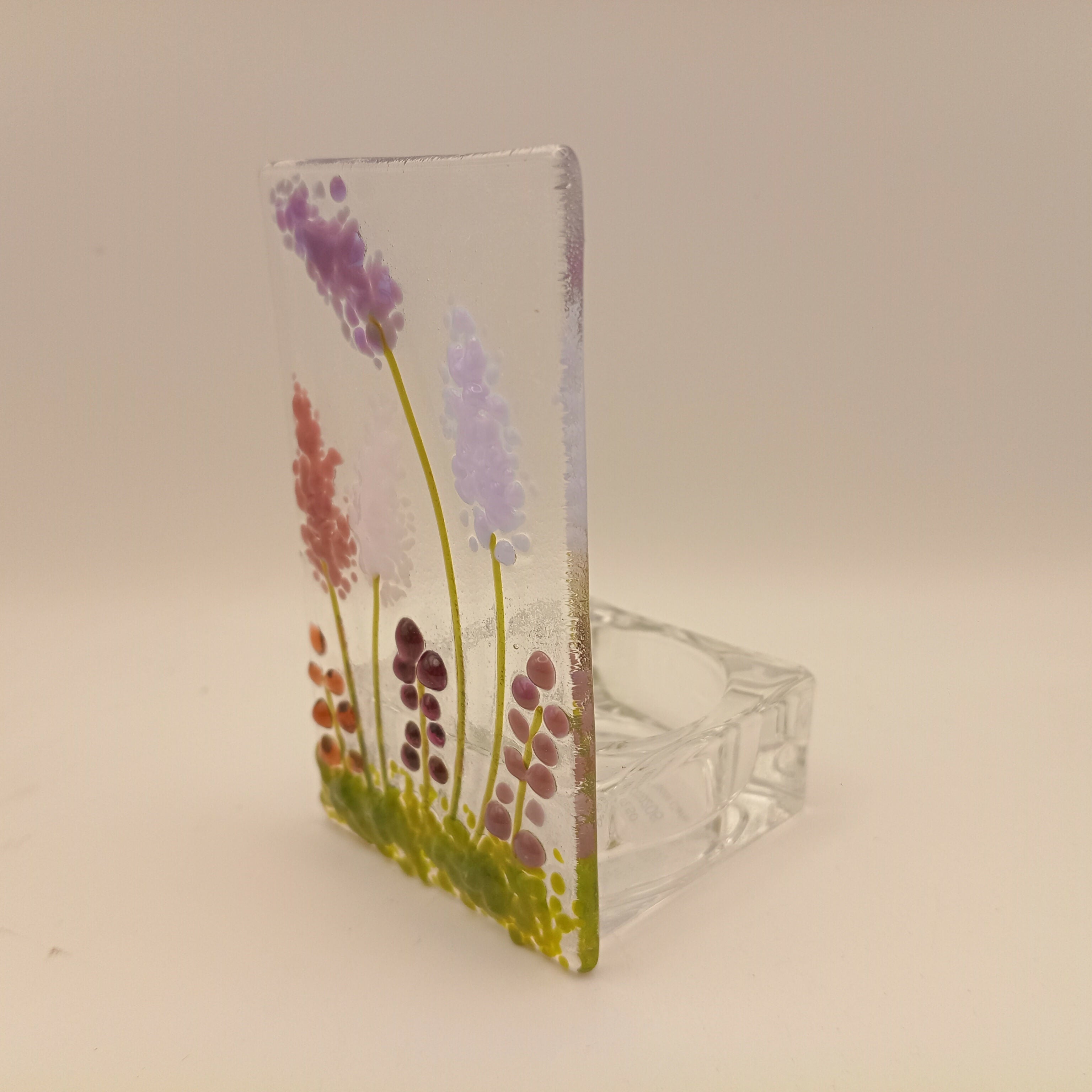Fused Glass Pink Flower Tealight