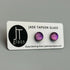 Magenta Dichroic Fused Glass Sterling Silver Stud Earrings - Handmade by Jade Tapson Glass.