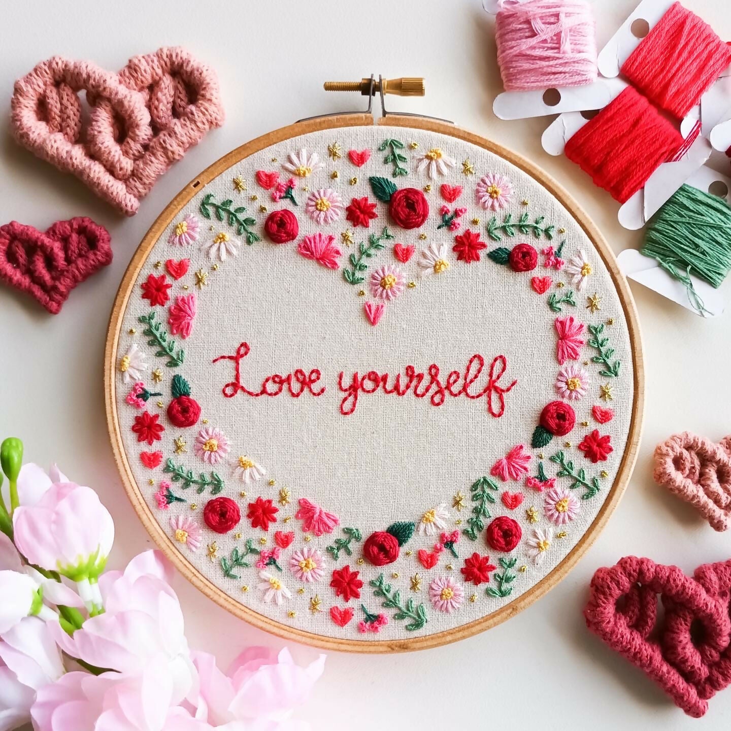 Preprinted Embroidery Pattern For Beginners - Love Yourself