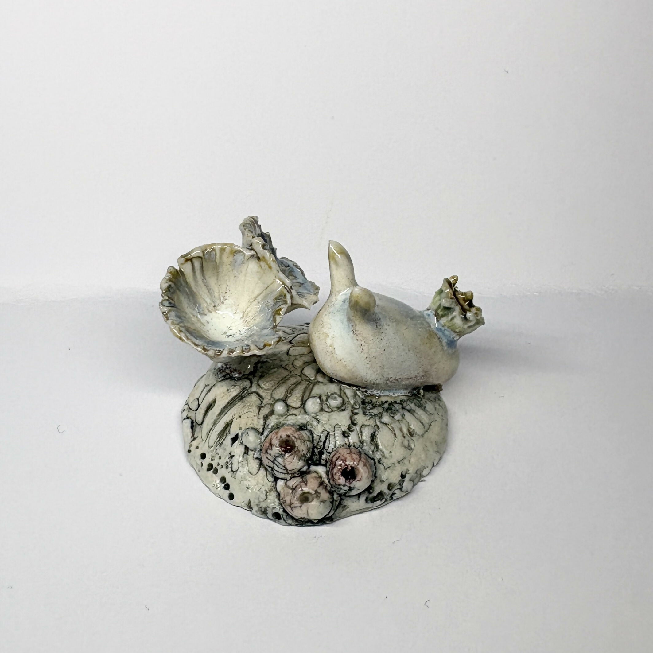 Porcelain Sea Hare and Coral Mini Sculpture