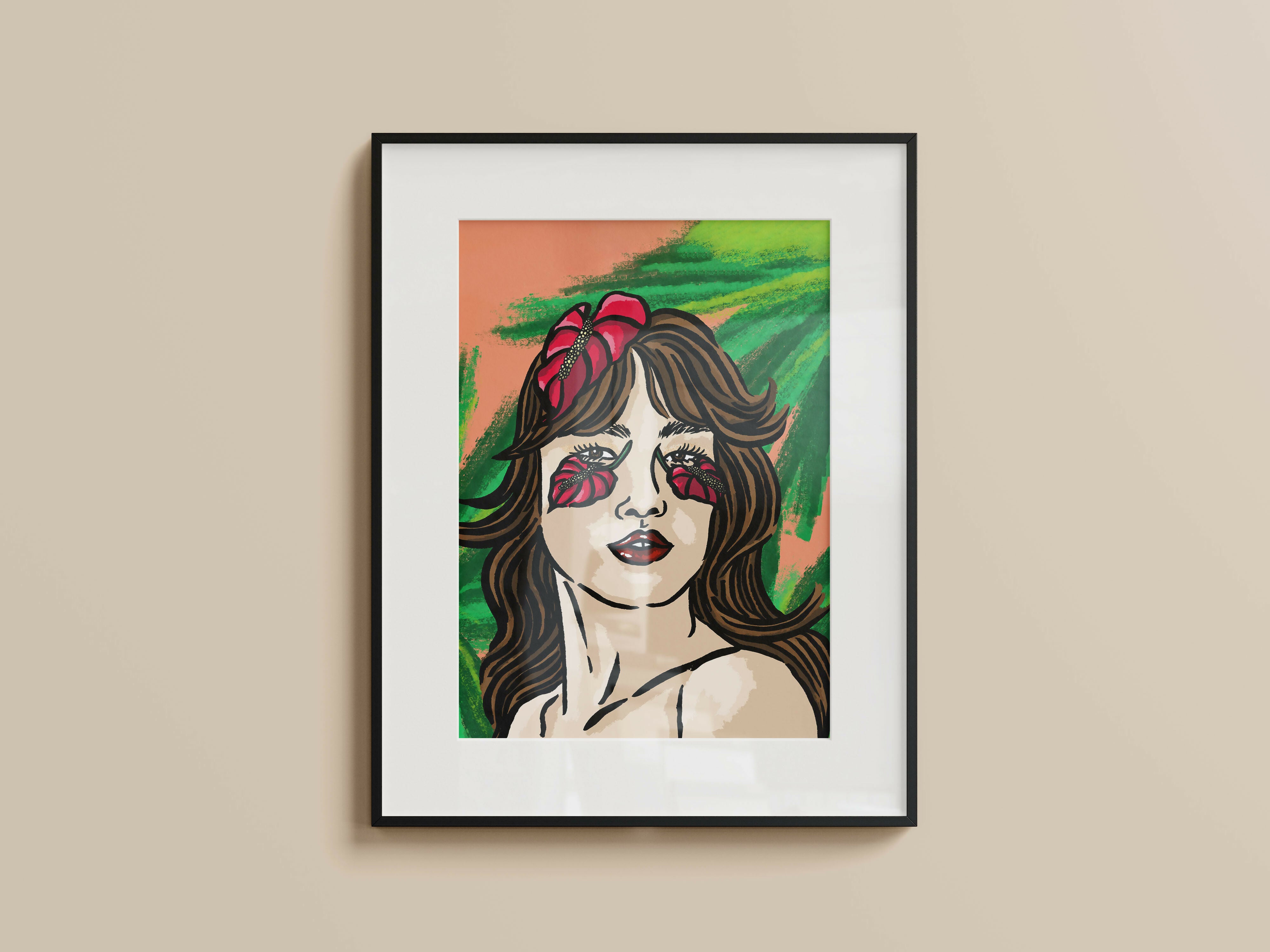 Tropical Portrait Illustration Print A4