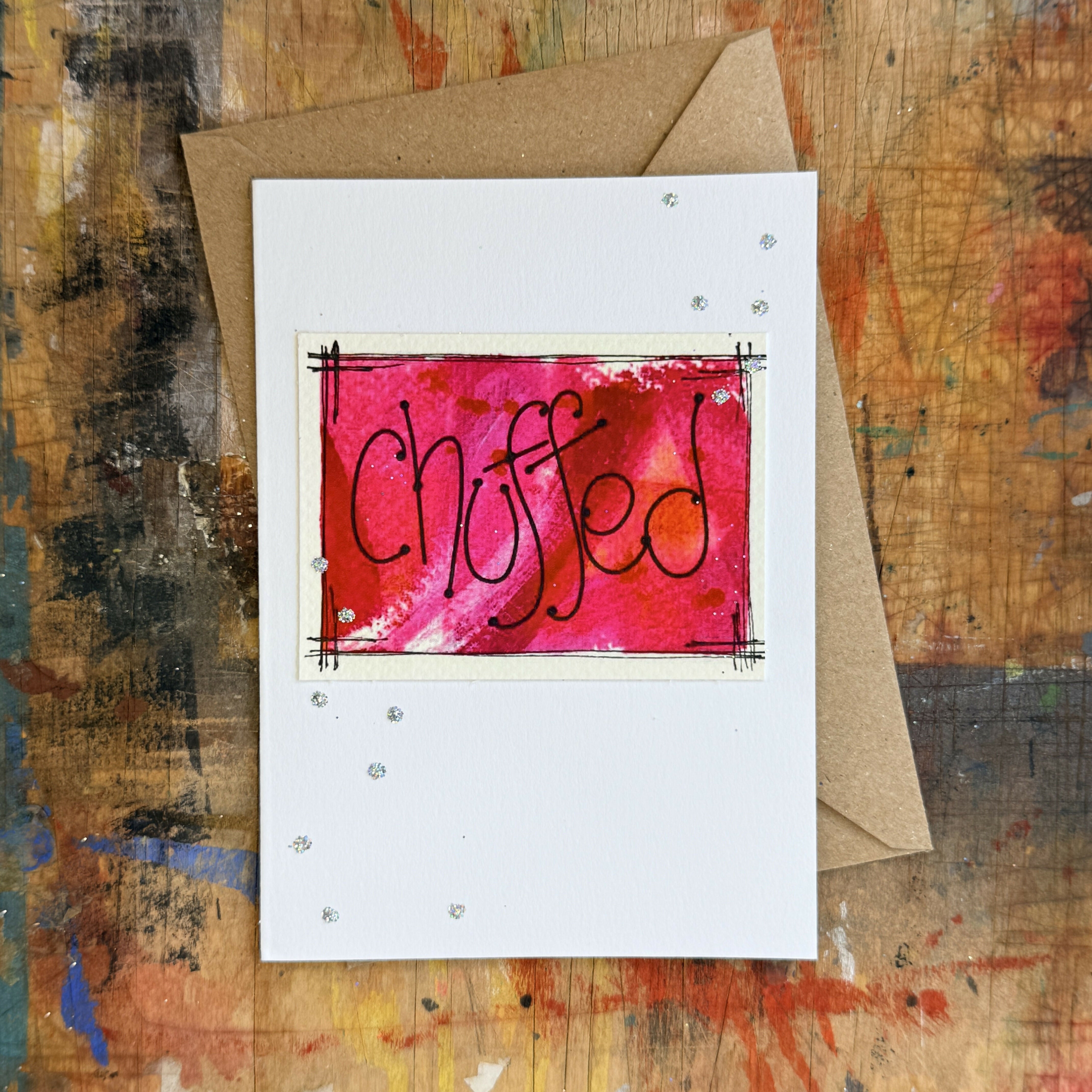 Abstract Chuffed Card in Pink