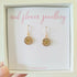 White Hydrangea and Sun Mirrored Circle Earrings Gold Plated