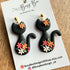 Polymer Clay Floral Cats Earrings / Handmade Cute Animal Dangles