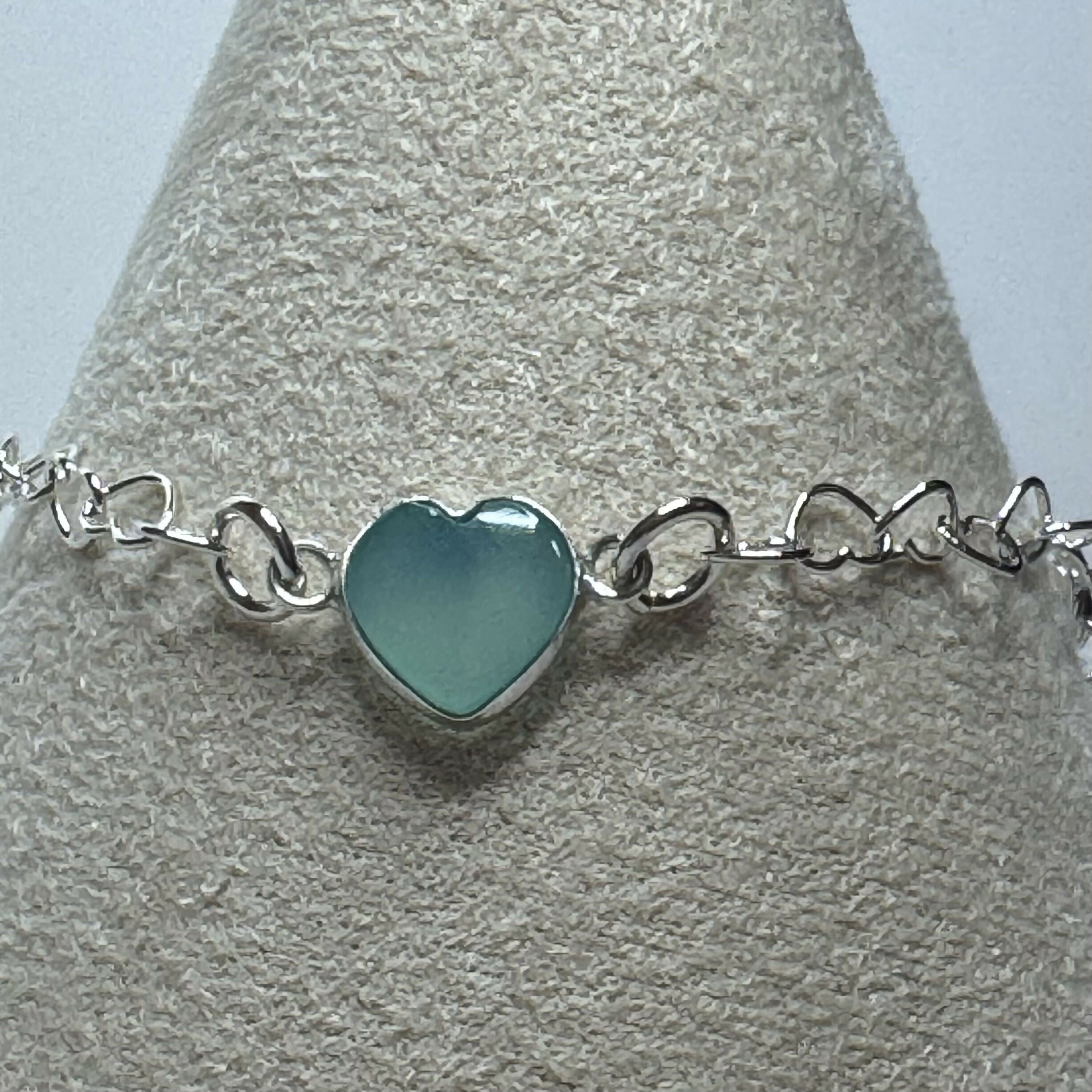 Sterling silver and Gemstone heart bracelet
