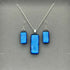 Mid Blue Dichroic Glass Necklace and Earrings Set - Sterling Silver, Handmade by Jade Tapson Glass.