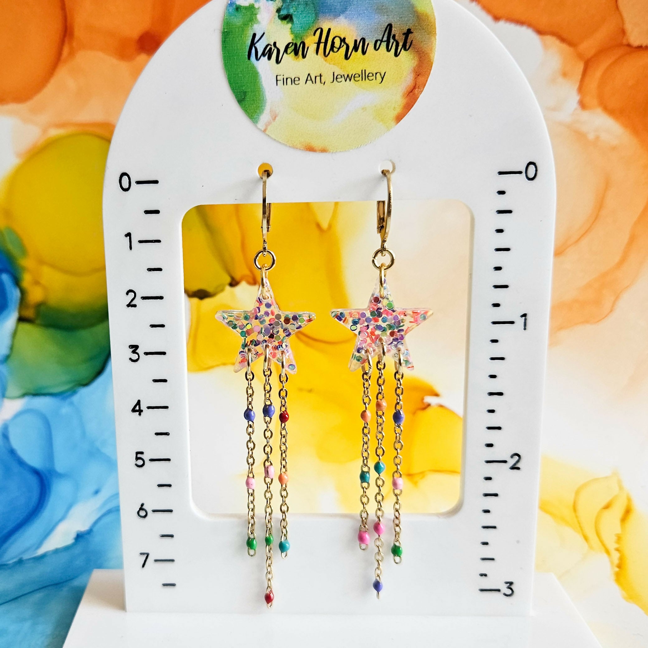 Handmade Glitter Shooting Stars Resin Huggie Hoops Earrings