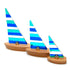 Turquoise Blue/Caribbean Blue Fused Glass Sailing Boat on Solid Oak Base (Small)