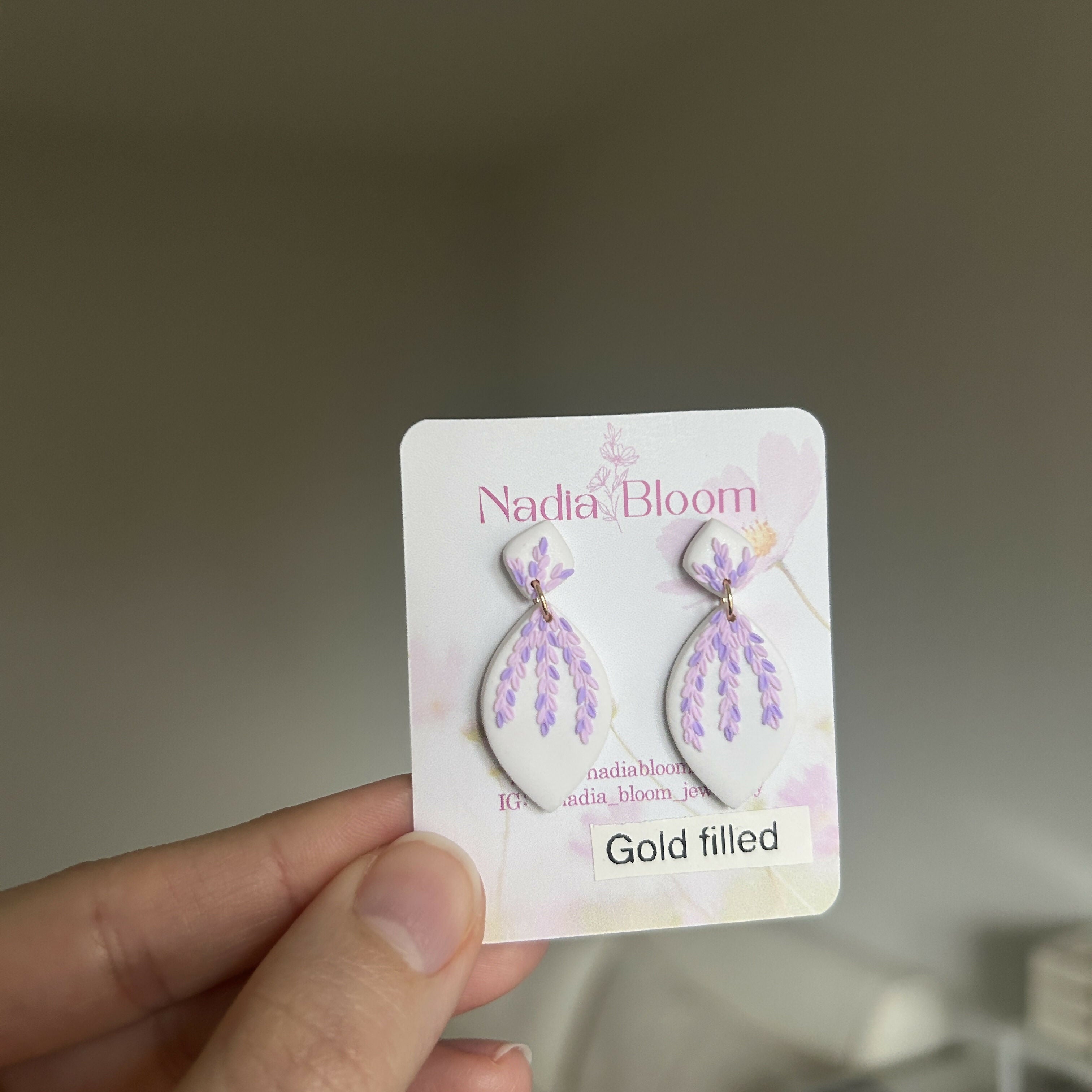 Tiny string of leaves Polymer Clay Earrings