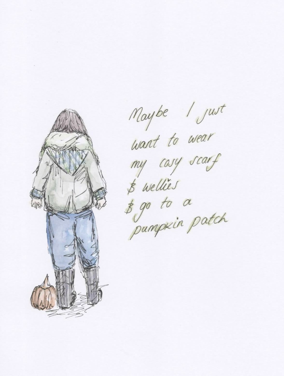 Go To A Pumpkin Patch Watercolour Print