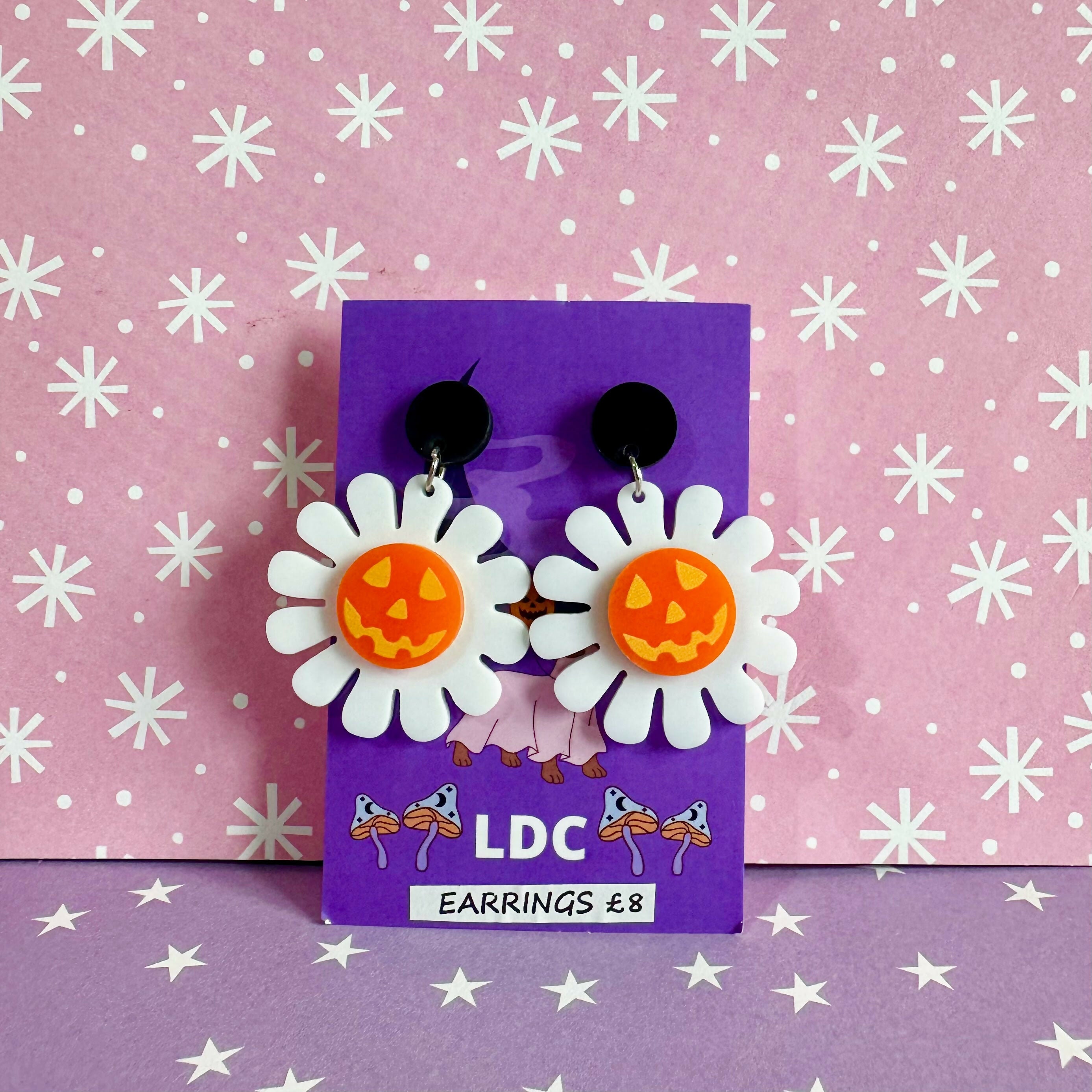 Acrylic Daisy Drop Stud Earrings