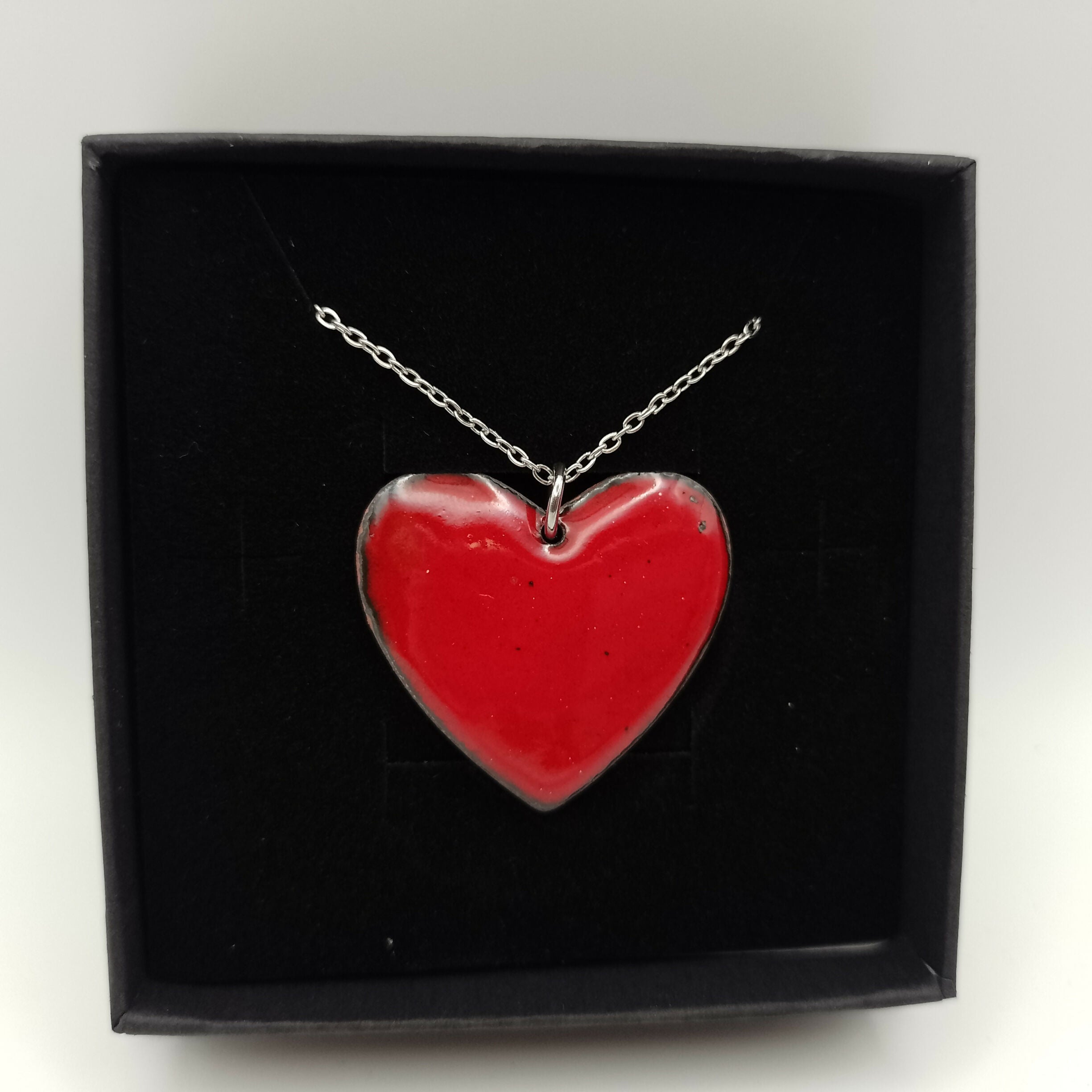 Scarlet Red Enamel Heart Pendant