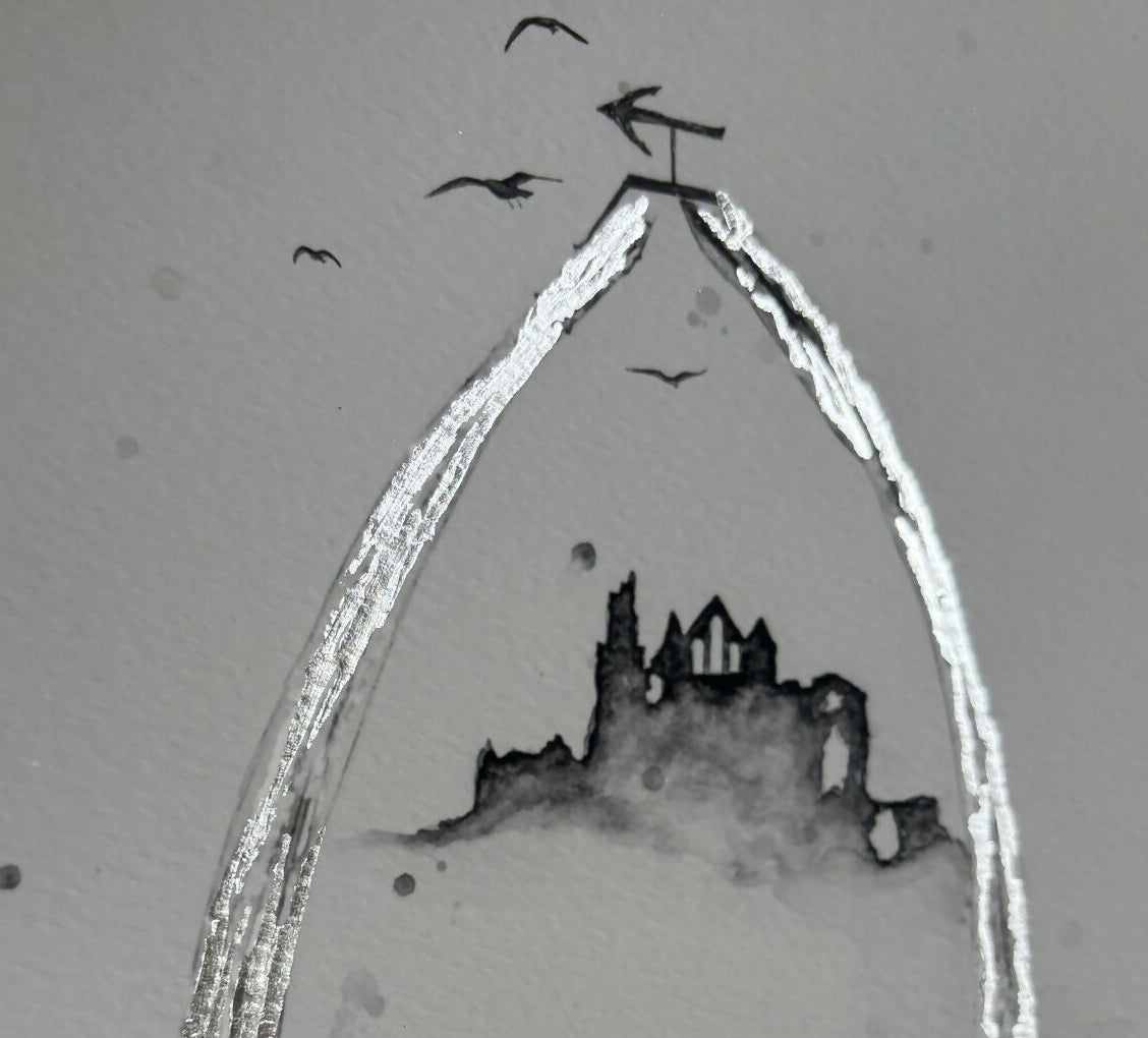 'Over The Whale Bones' Limited Edition, Fine Art, Giclee Whitby Framed Print Hand Finished With Silver Leaf Whitby Abbey