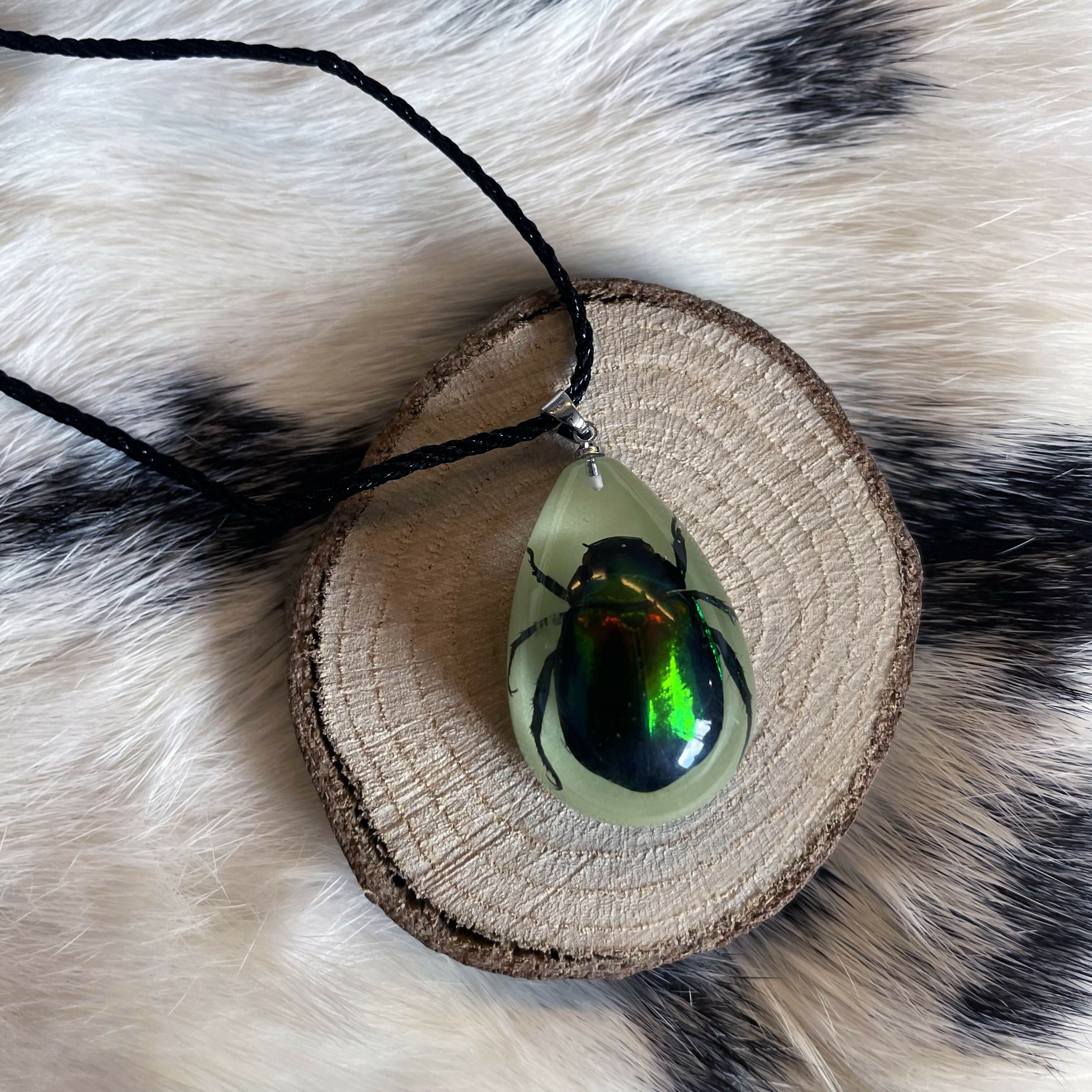 Glow in the Dark Beetle Cord Necklace