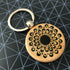 Hand Painted Dot Mandala Wooden Key Ring: Ebony Black with Gold