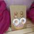 White And Nude Dangle Earrings With Gold Star Detail