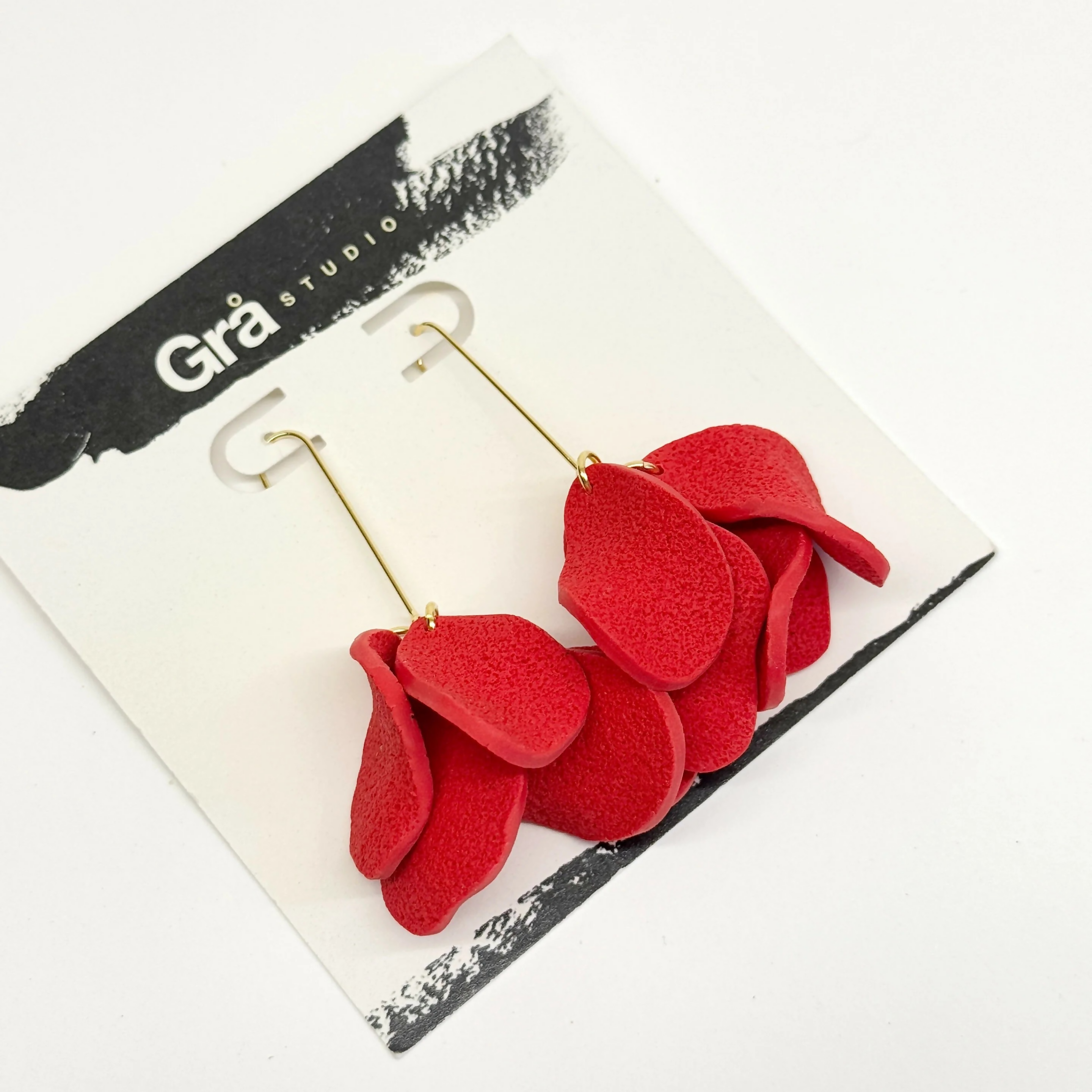 Iris Statement Dangle Earrings in Red
