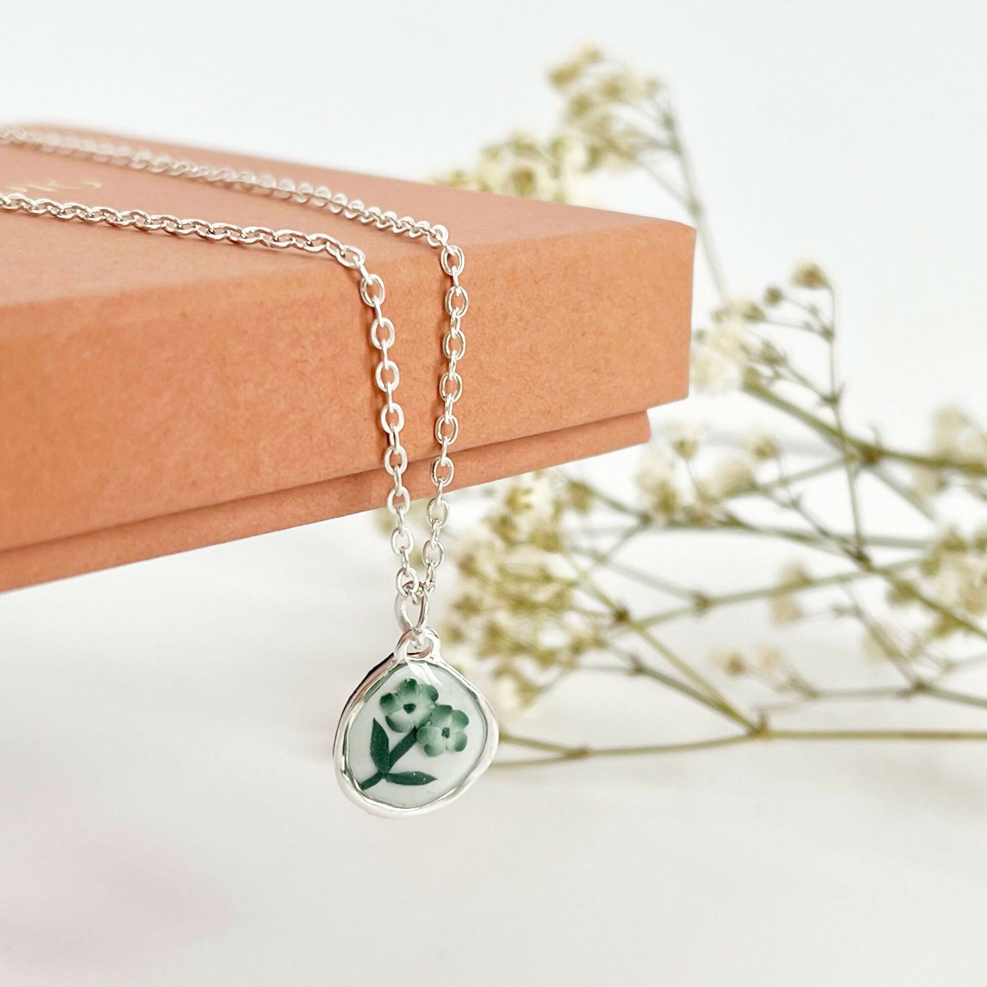 Green China Necklace No. 1 - Handmade Polymer Clay Necklace