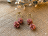Floral Drop Earrings with Gold Arc and Flower Cluster in Blush Pink