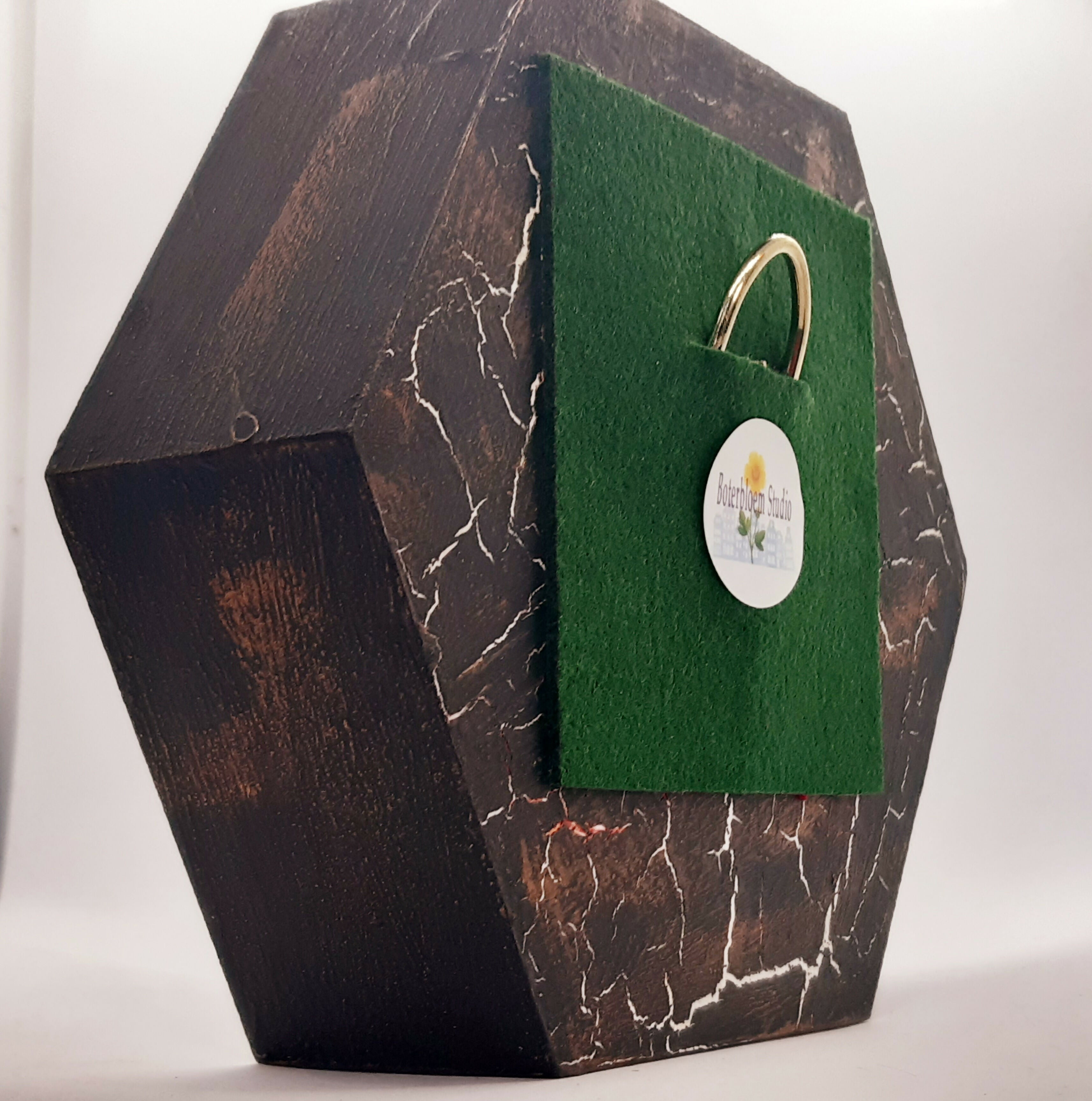 Clay Trinket Filled Hexagonal Wooden Diorama Ornament