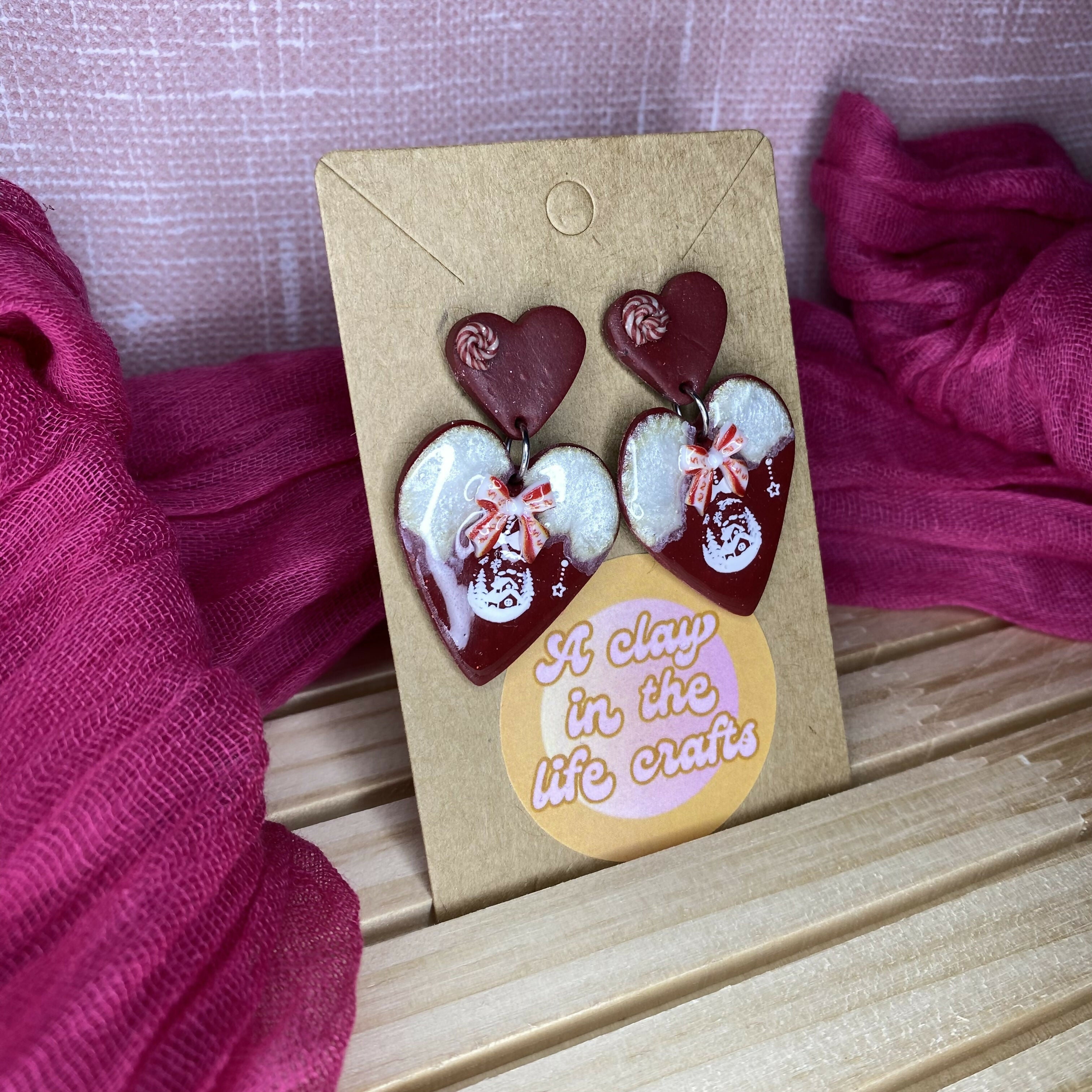 Red Christmas Santa Polymer Clay Earrings