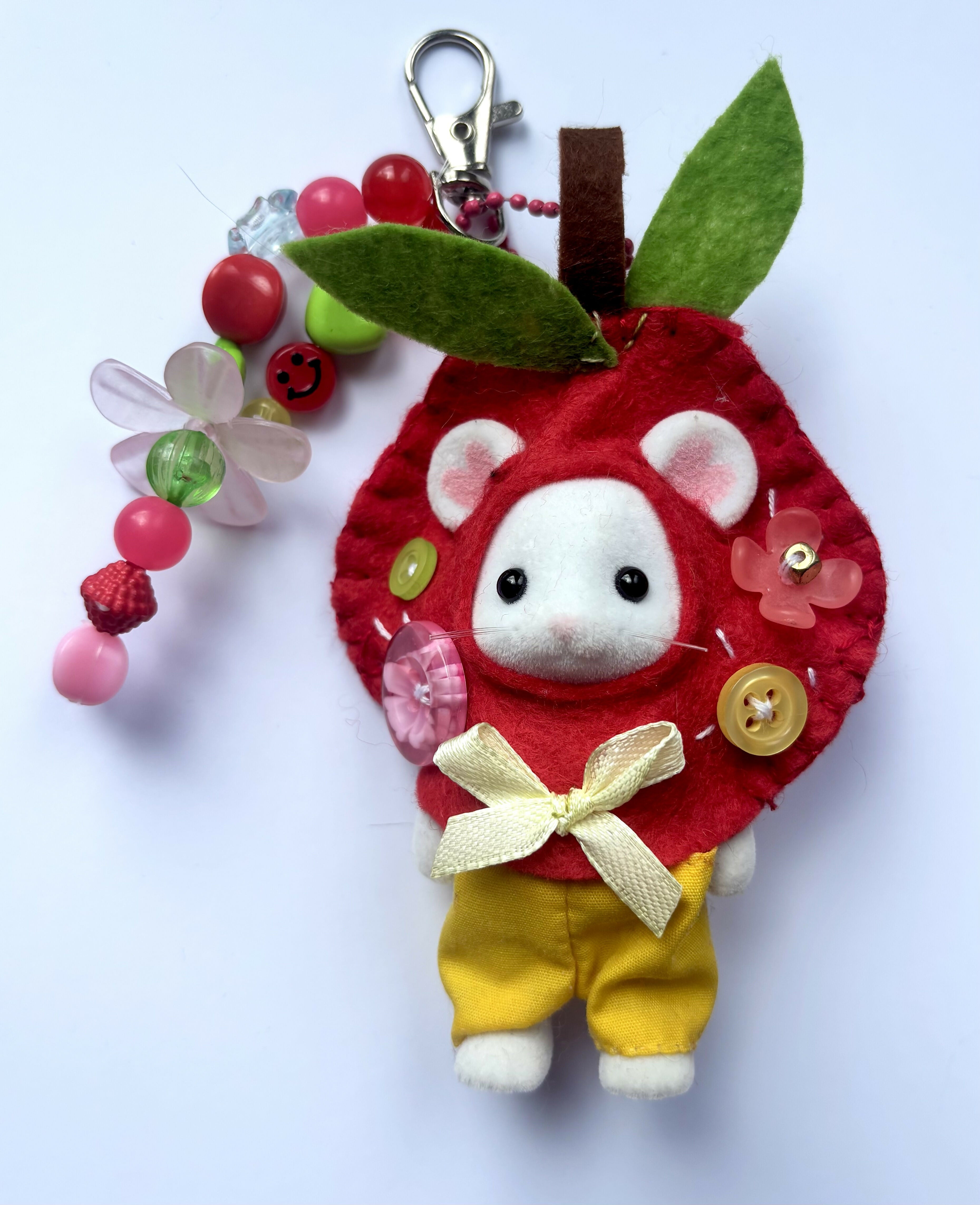 Apple Mouse Felt Keyring