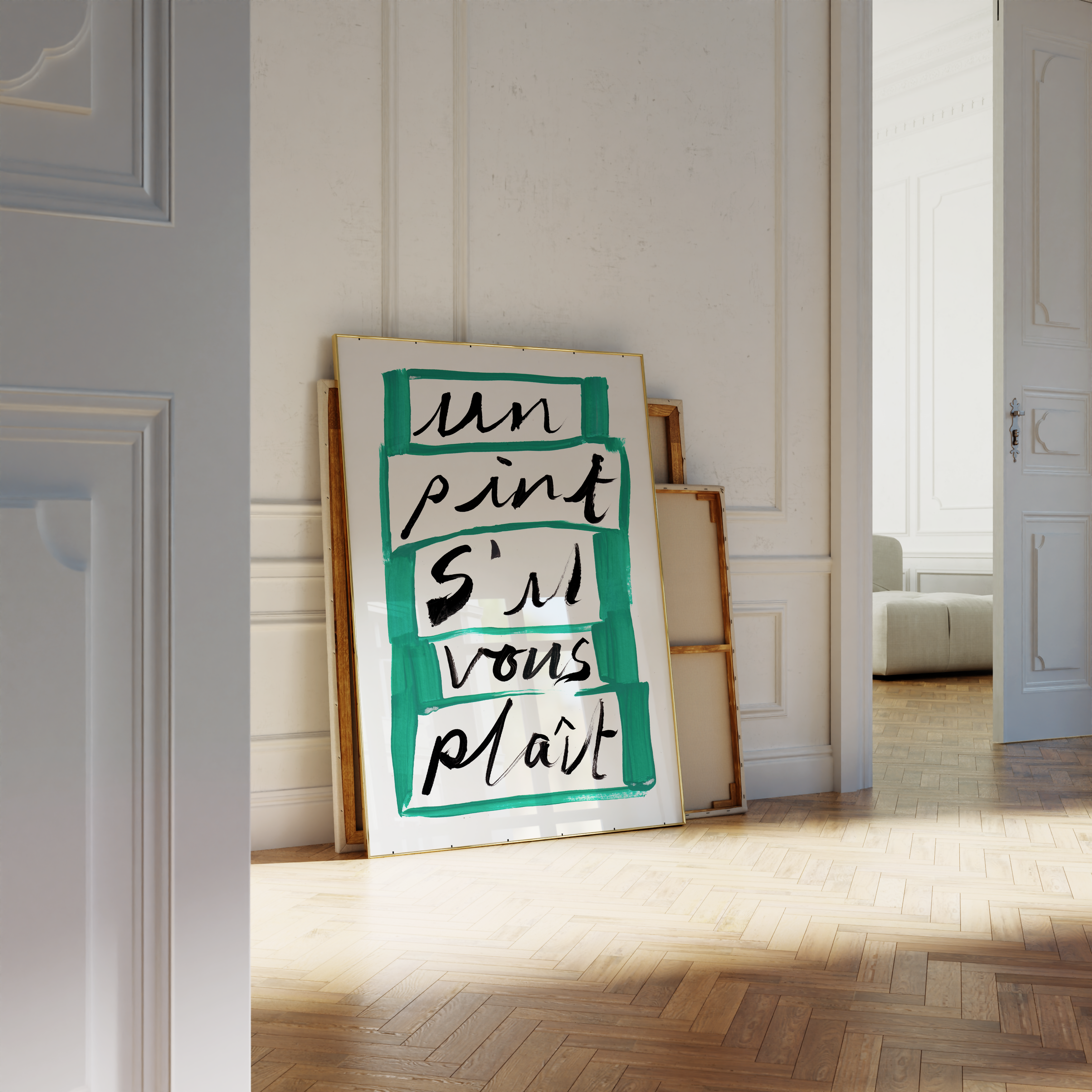 'Un Pint S'il Vous Plait' Hand Painted Art Print