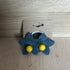 Forest Whisper – Blue Leather Flower Earrings with Yellow Stone