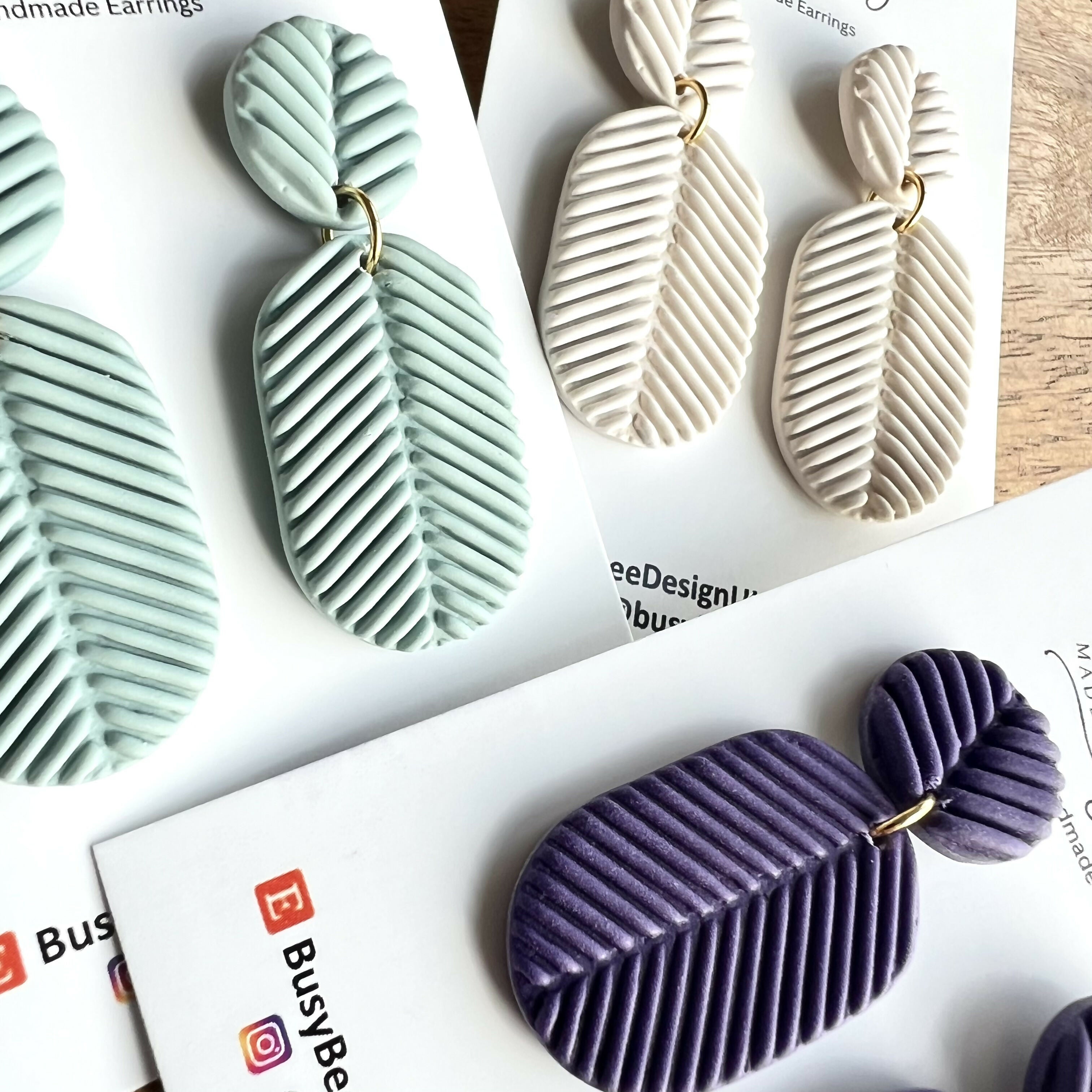 Statement Dangle Earrings – Polymer Clay Textured Earrings, Modern Geometric Earrings, Handmade Clay Jewellery