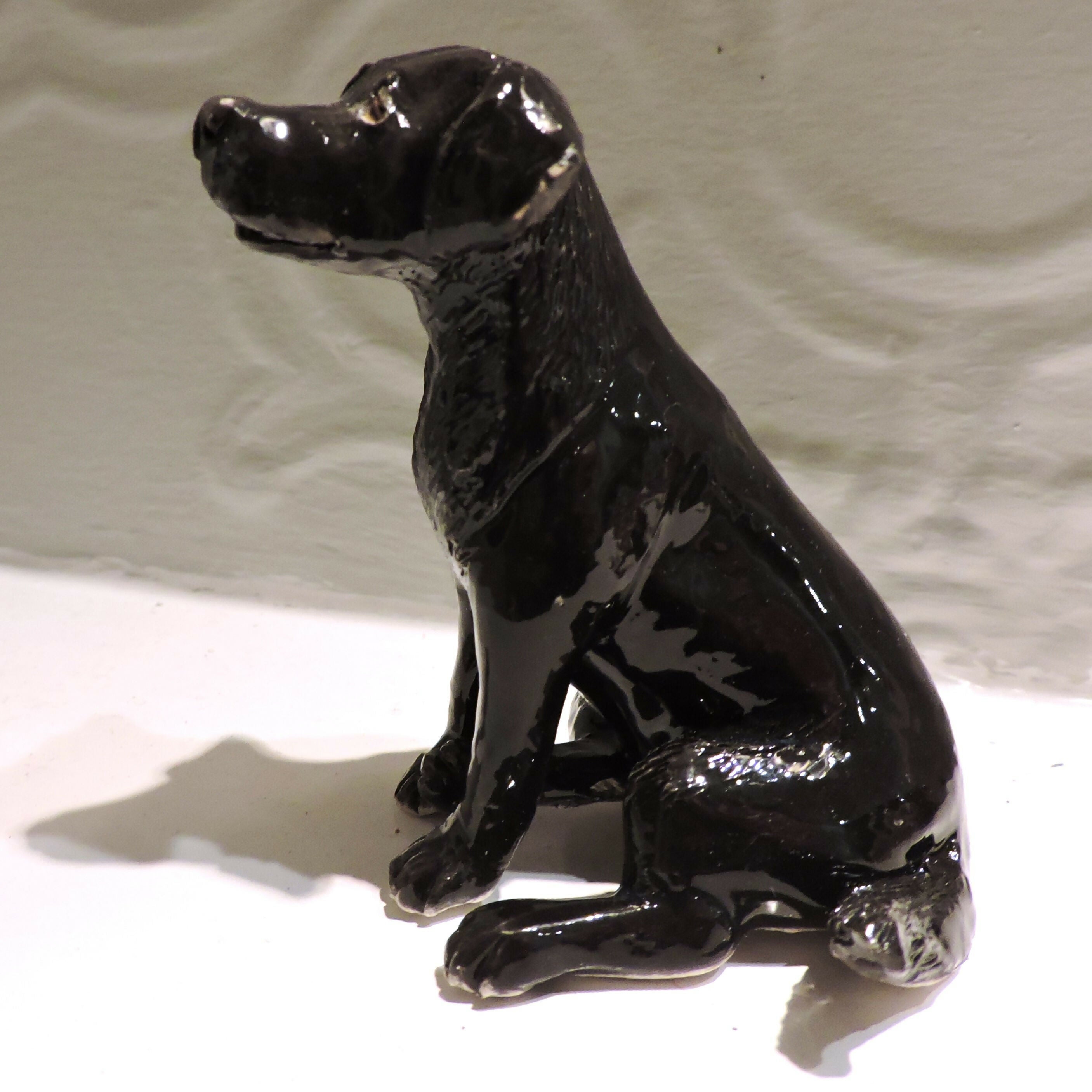 Ceramic Black Labrador dog sculpture