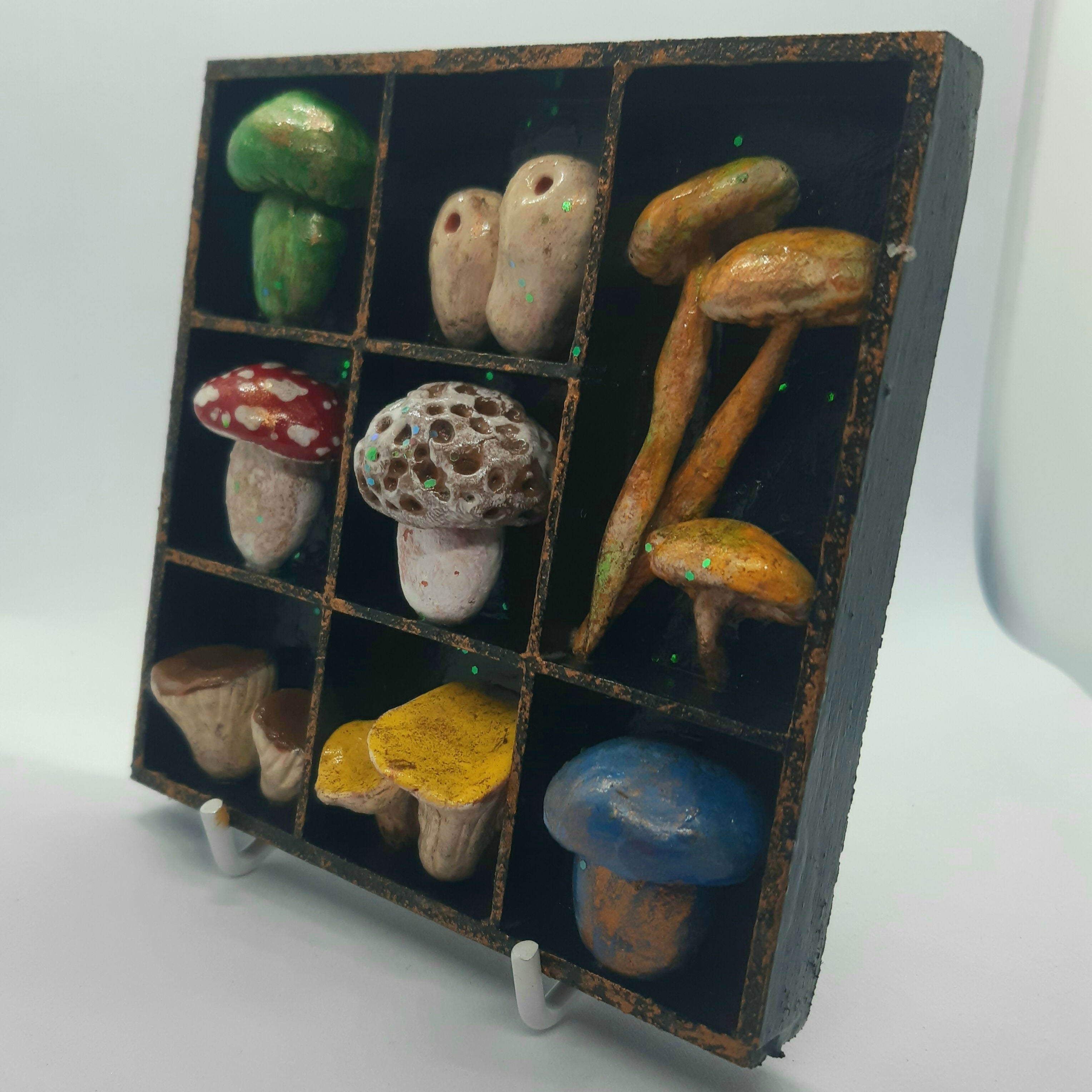 Clay Toadstool Small Wooden Black Painted Trinket Tray